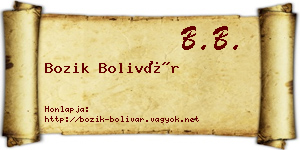Bozik Bolivár névjegykártya